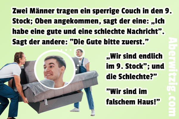 Witz mit dem Sofa nach oben tragen